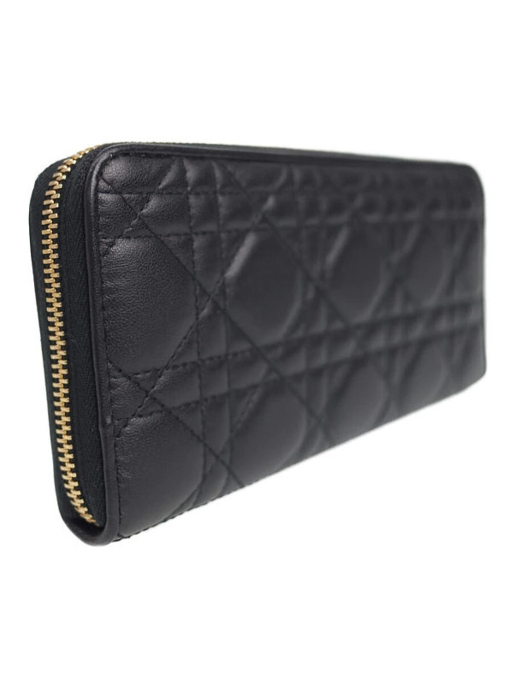 Dior Wallet Lady VOYAGEUR Long Christian Round Zipper Black